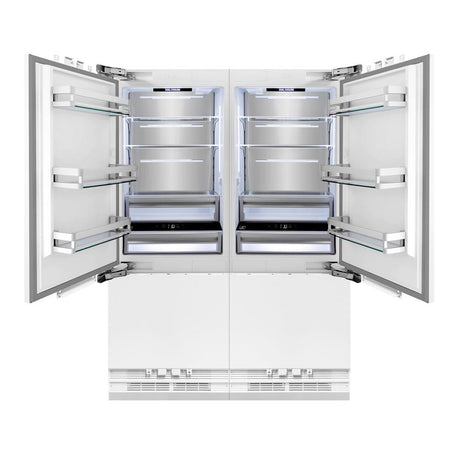ZLINE Autograph Edition 60 in. 32.2 cu. ft. Panel Ready French Door Built-In Bottom Freezer Refrigerator with Water Dispenser and Ice Maker with Polished Gold Accents (RBIVZ-60-G)