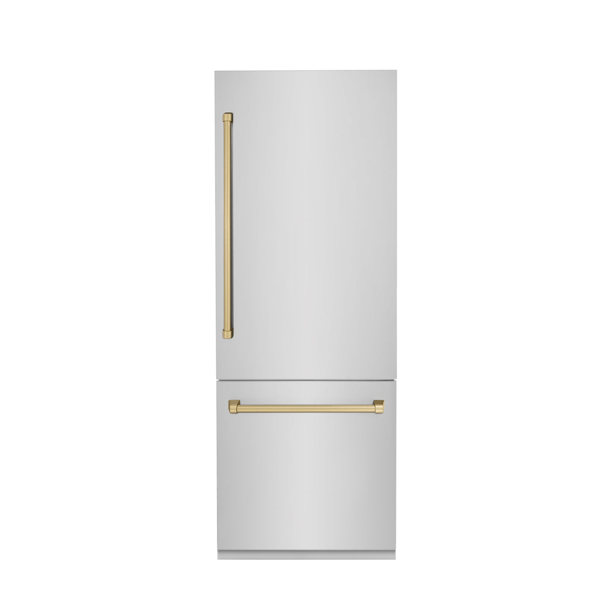 ZLINE Autograph Edition 30 in. 16.1 cu. ft. Built-In Bottom Freezer Refrigerator with Water Dispenser and Ice Maker in Stainless Steel with Champagne Bronze Accents (RBIVZ-304-30-CB)