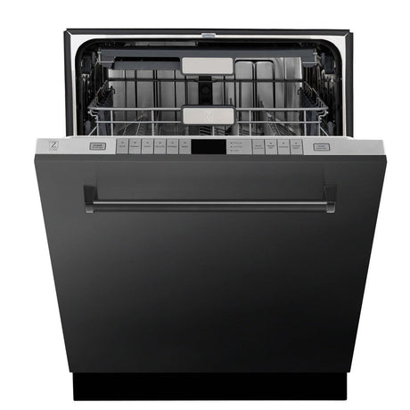 ZLINE 24 in. Monument Series 3rd Rack Top Touch Control Dishwasher with Black Stainless Steel Panel, 45dBa (DWMT-BS-24)