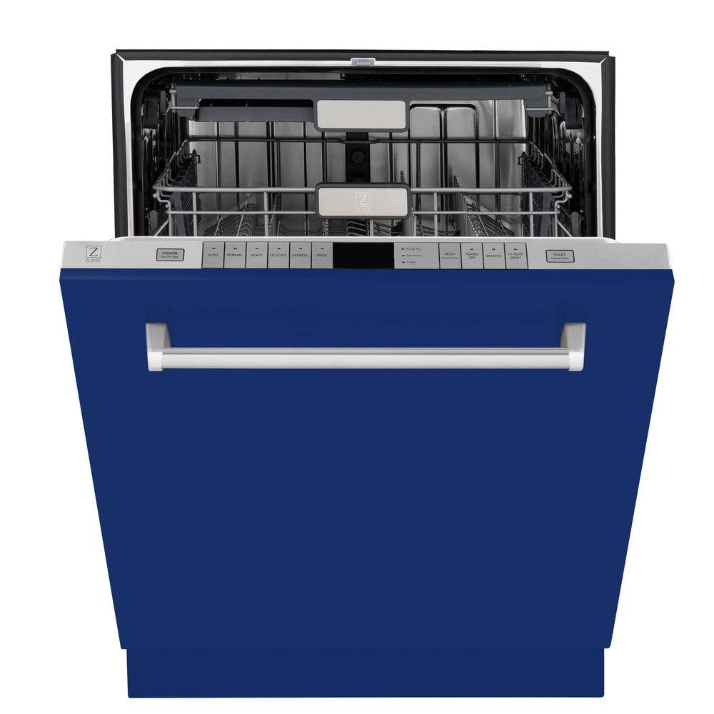 ZLINE 24 in. Monument Series 3rd Rack Top Touch Control Dishwasher with Blue Matte Panel, 45dBa (DWMT-24-BM)