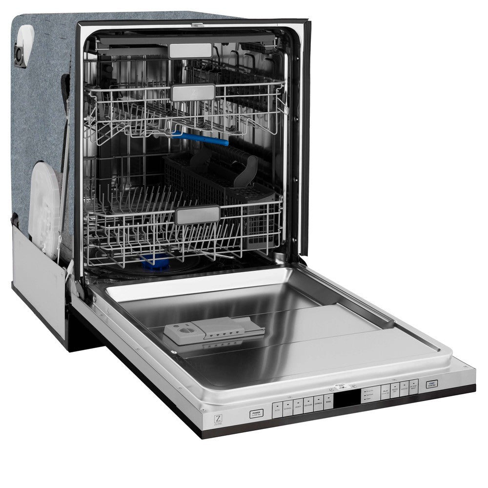 ZLINE 24 in. Monument Series 3rd Rack Top Touch Control Dishwasher with Black Matte Panel, 45dBa (DWMT-BLM-24)