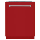 ZLINE 24 in. Monument Series 3rd Rack Top Touch Control Dishwasher with Red Gloss Panel, 45dBa (DWMT-RG-24)