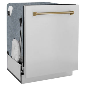 ZLINE Autograph Edition 30 in. Kitchen Package with Stainless Steel Dual Fuel Range and Range Hood with Champagne Bronze Accents (3AKP-RARHDWM30-CB)