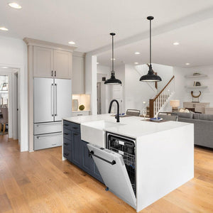 ZLINE Autograph Edition 24 in. 3rd Rack Top Control Tall Tub Dishwasher in Fingerprint Resistant Stainless Steel with Matte Black Accents, 45dBa (DWMTZ-SN-24-MB)