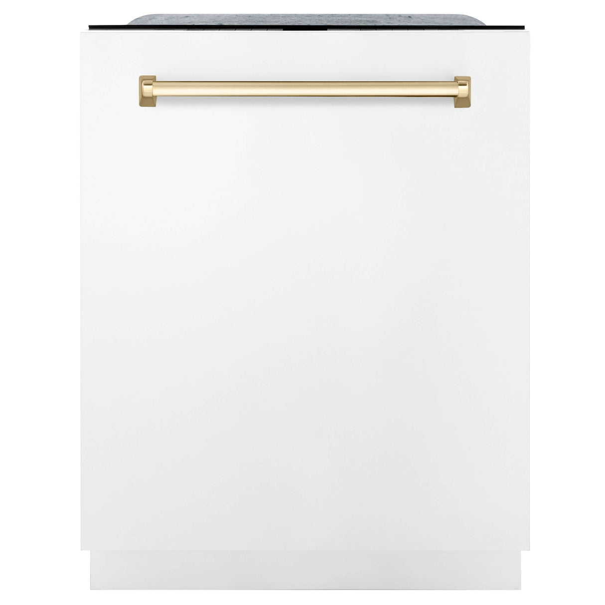 ZLINE Autograph Edition 48 in. Kitchen Package with Stainless Steel Dual Fuel Range with White Matte Door, Range Hood and Dishwasher with Polished Gold Accents (3AKP-RAWMRHDWM48-G)