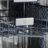 ZLINE Autograph Edition 24 in. 3rd Rack Top Control Tall Tub Dishwasher in Fingerprint Resistant Stainless Steel with Polished Gold Accent Handle, 51dBa (DWVZ-SN-24-G)