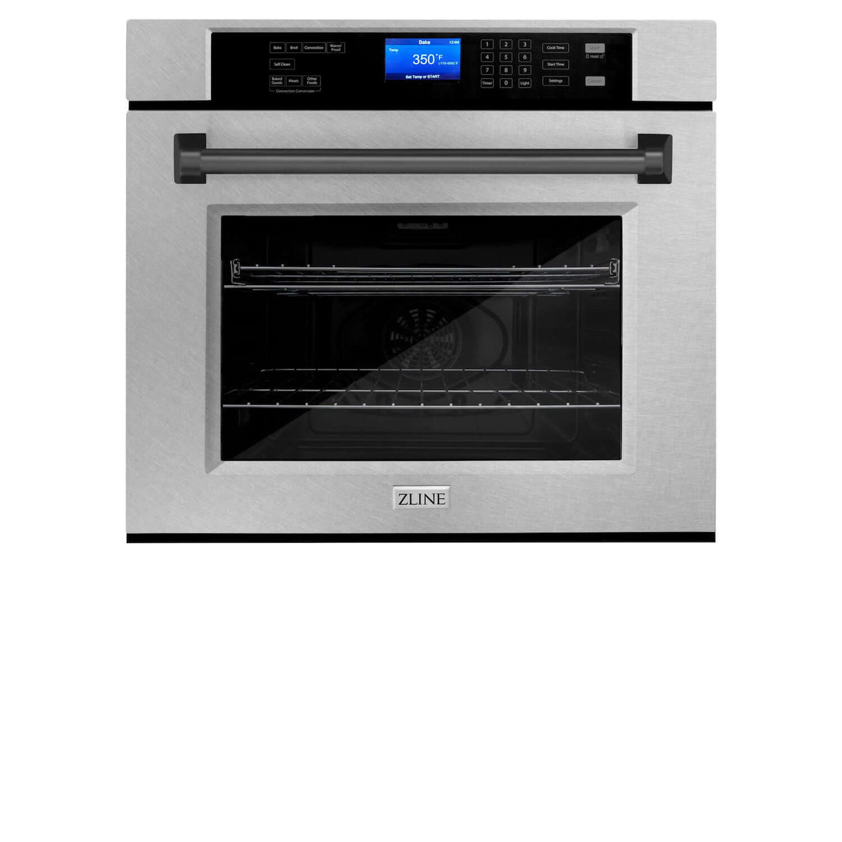 ZLINE Autograph Edition 30 in. Electric Single Wall Oven with Self Clean and True Convection in Fingerprint Resistant Stainless Steel and Matte Black Accents (AWSSZ-30-MB)