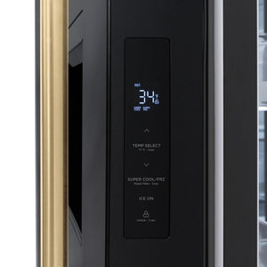 ZLINE Autograph Edition 36 in. 28.9 cu. ft. Standard-Depth French Door External Water Dispenser Refrigerator with Dual Ice Maker in Fingerprint-Resistant Black Stainless Steel and Champagne Bronze Traditional Handles (RSMZ-W-36-BS-CB)
