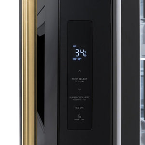 ZLINE Autograph Edition 36 in. 28.9 cu. ft. Standard-Depth French Door External Water Dispenser Refrigerator with Dual Ice Maker in Fingerprint-Resistant Black Stainless Steel and Polished Gold Traditional Handles (RSMZ-W-36-BS-G)