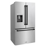 ZLINE Autograph Edition 36 in. 28.9 cu. ft. Standard-Depth French Door External Water Dispenser Refrigerator with Dual Ice Maker in Fingerprint Resistant Stainless Steel and Matte Black Handles (RSMZ-W-36-MB)