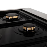ZLINE Autograph Edition 36 in. 4.6 cu. ft. Legacy Dual Fuel Range with 6 Burner Gas Cooktop and Electric Convection Oven in DuraSnow® Stainless Steel with Black Matte Door and Champagne Bronze Accents (RASZ-BLM-36-CB)
