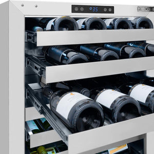 ZLINE Autograph Edition 24 in. Touchstone Dual Zone 44 Bottle Wine Cooler With Panel Ready Glass Door And Champagne Bronze Handle (RWDPOZ-24-CB)