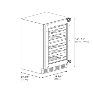 ZLINE Autograph Edition 24 in. Touchstone Dual Zone 44 Bottle Wine Cooler With Panel Ready Glass Door And Champagne Bronze Handle (RWDPOZ-24-CB)