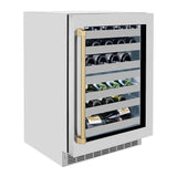 ZLINE Autograph Edition 24 in. Touchstone Dual Zone 44 Bottle Wine Cooler With Stainless Steel Glass Door And Champagne Bronze Handle (RWDOZ-GS-24-CB)