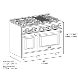 ZLINE Autograph Edition 48 in. 6.7 cu. ft. Select Double Oven Dual Fuel Range with 8 Burner Gas Cooktop in Black Stainless Steel and Champagne Bronze Accents (HDRBZ-48-CB)