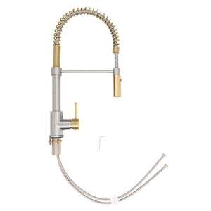 ZLINE Autograph Edition Sierra Pull Down Spring Single Handle Kitchen Faucet in Brushed Nickel and Champagne Bronze (SRA-KF-ZBNCB)