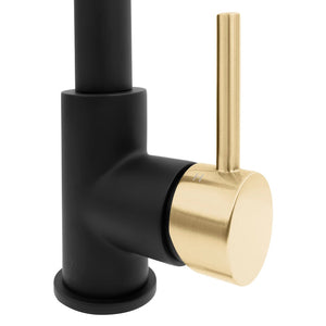 ZLINE Autograph Edition Sierra Pull Down Spring Single Handle Kitchen Faucet in Matte Black and Champagne Bronze (SRA-KF-ZMBCB)
