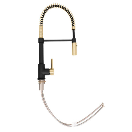 ZLINE Autograph Edition Sierra Pull Down Spring Single Handle Kitchen Faucet in Matte Black and Champagne Bronze (SRA-KF-ZMBCB)