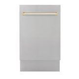 ZLINE Autograph Edition 18 in. Compact 3rd Rack Top Control Dishwasher in Stainless Steel with Polished Gold Handle, 51dBa (DWVZ-304-18-G)
