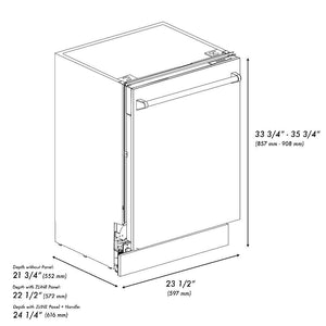 ZLINE Autograph Edition 24 in. 3rd Rack Top Control Tall Tub Dishwasher in Stainless Steel with Champagne Bronze Handle, 51dBa (DWVZ-304-24-CB)