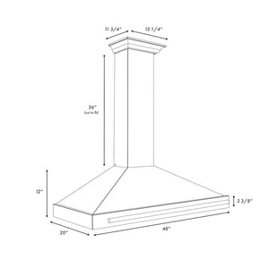 ZLINE Autograph Edition Convertible Stainless Steel Range Hood with Black Matte Shell and Polished Gold Handle (KB4STZ-BLM-G)