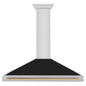 ZLINE Autograph Edition Convertible Stainless Steel Range Hood with Black Matte Shell and Polished Gold Handle (KB4STZ-BLM-G)