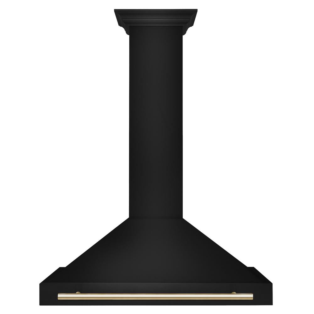 ZLINE Autograph Edition 36 in. Black Stainless Steel Wall Mount Range Hood With Polished Gold Handle (BSKB4Z-36-G)