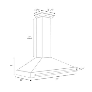 ZLINE Autograph Edition 48 in. Black Stainless Steel Wall Mount Range Hood With Champagne Bronze Handle (BSKB4Z-48-CB)