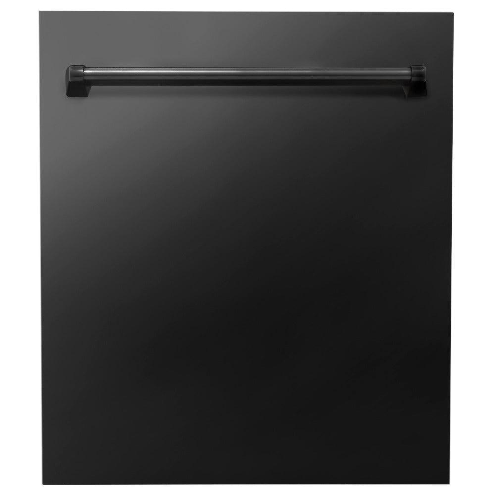 ZLINE 48 in. Kitchen Package with Black Stainless Steel Dual Fuel Range, Range Hood, Microwave Drawer and Dishwasher (4KP-RABRH48-MWDW)