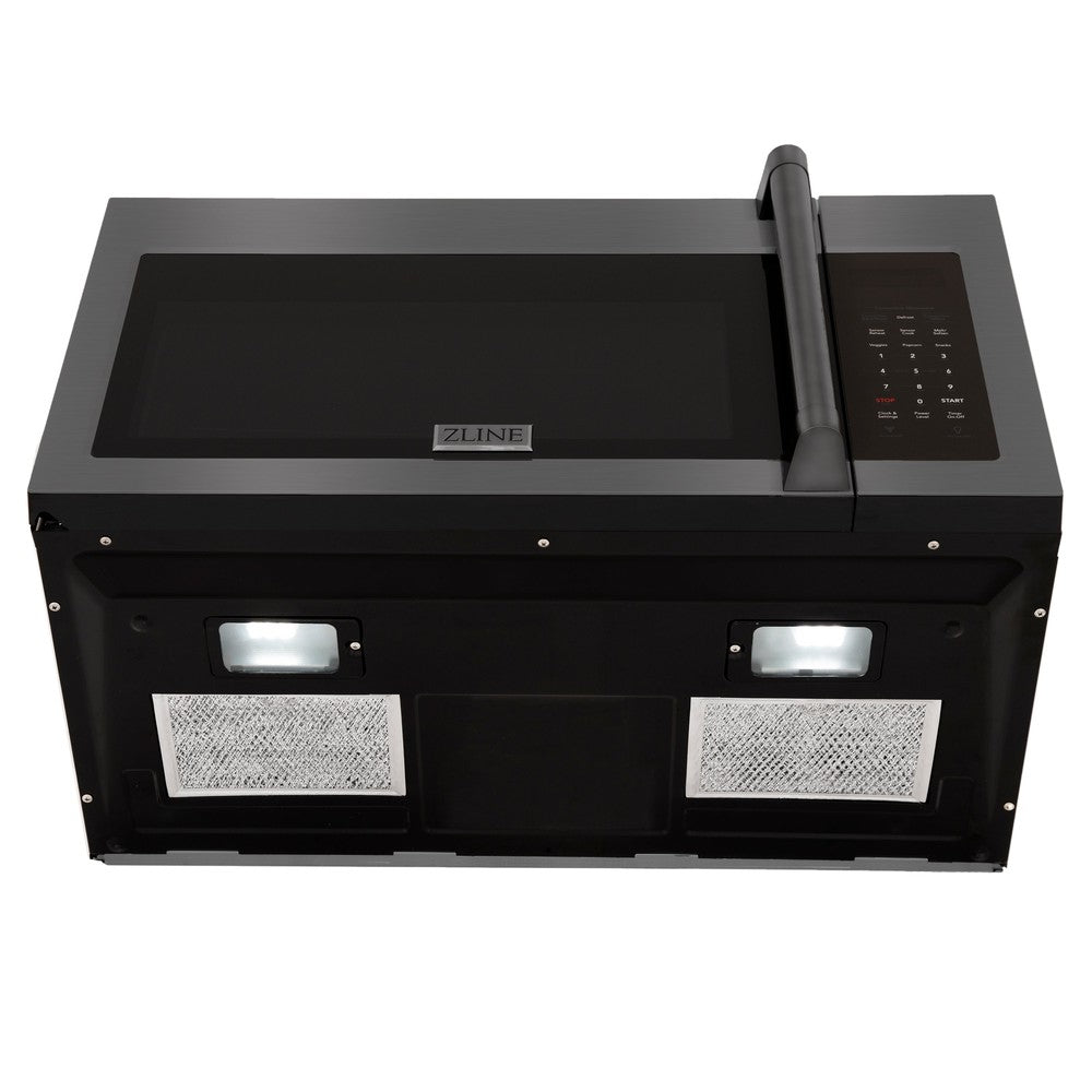 ZLINE Kitchen Package with 30 in. Black Stainless Steel Rangetop and 30 in. Over The Range Microwave with Traditional Handle (2KP-RTBOTRH30)