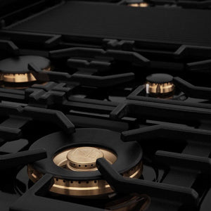 ZLINE 48 in. Legacy Gas Rangetop with 7 Burners and Porcelain Cooktop in Black Stainless Steel (RTB-48)