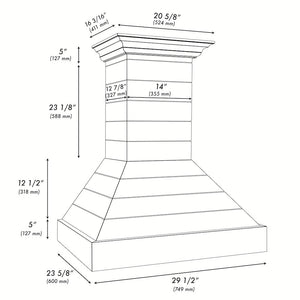 ZLINE 30 in. Wooden Wall Mount Range Hood in Rustic Shiplap Black Finish with Stainless Steel Accents (365CC-30)