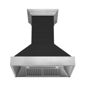ZLINE 36 in. Wooden Wall Mount Range Hood in Rustic Shiplap Black Finish with Stainless Steel Accents (365CC-36)
