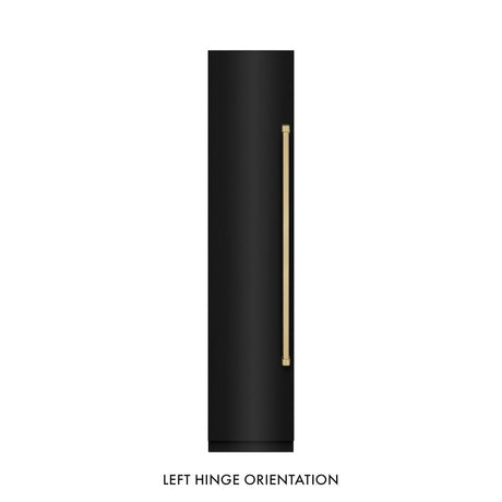 ZLINE Autograph Edition 18 in. 8.6 cu. ft. Left Hinge Column Freezer in Black Stainless Steel with Graphite Gray Interior and Champagne Bronze Accents (RCFVLZ-BS-18-CB)