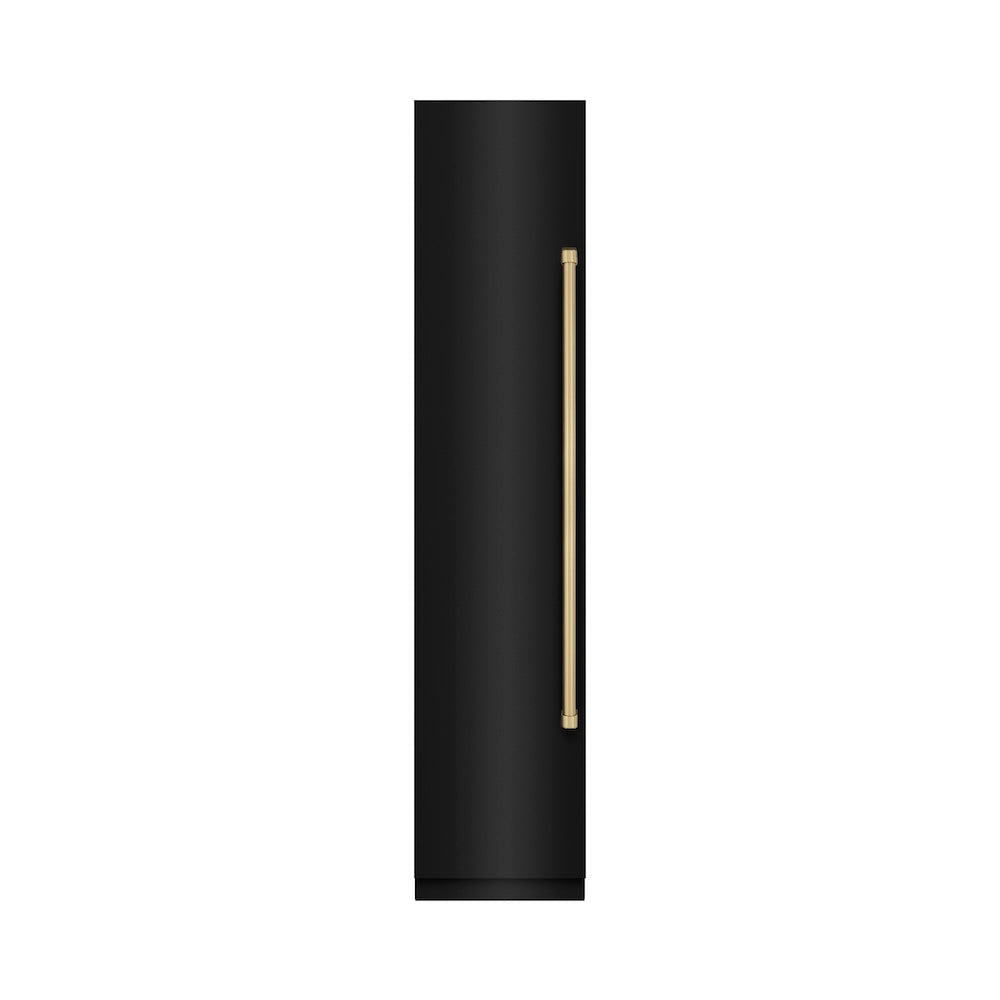 ZLINE Autograph Edition 18 in. 8.6 cu. ft. Left Hinge Column Freezer in Black Stainless Steel with Graphite Gray Interior and Champagne Bronze Accents (RCFVLZ-BS-18-CB)