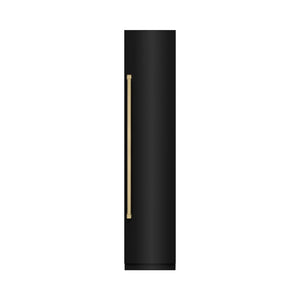 ZLINE Autograph Edition 18 in. 8.6 cu. ft. Right Hinge Column Freezer in Black Stainless Steel with Graphite Gray Interior and Champagne Bronze Accents (RCFVRZ-BS-18-CB)
