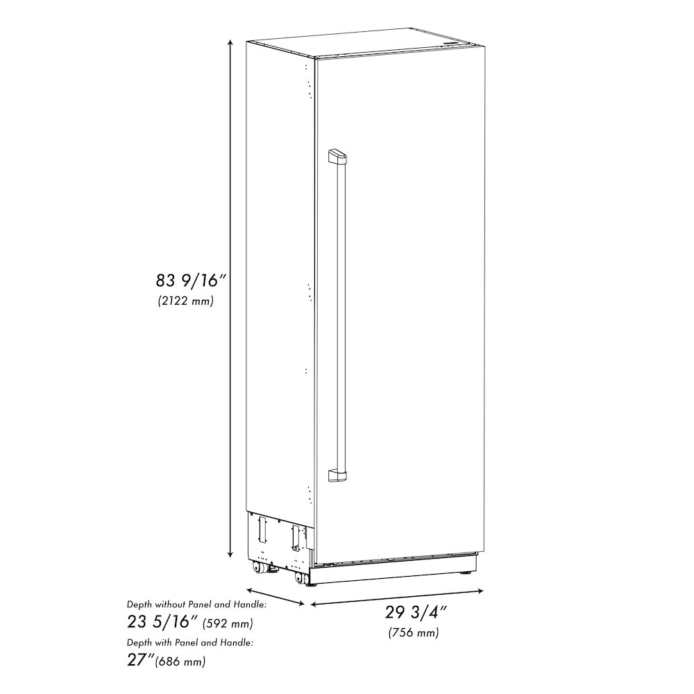 ZLINE Autograph Edition 30 in. 16.7 cu. ft. Column Refrigerator in Black Stainless Steel with Graphite Gray Interior and Champagne Bronze Accents (RCRVZ-BS-30-CB)