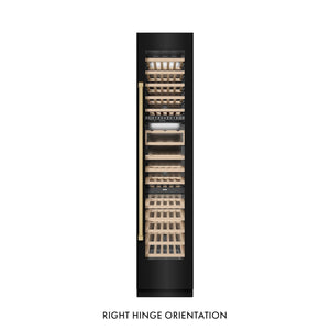 ZLINE Autograph Edition 18 in. 9.0 cu. ft. Triple Zone 68 Bottle Right Hinge Column Wine Cooler in Black Stainless Steel with Champagne Bronze Accents (RCWVRZ-BS-18-CB)