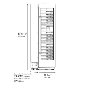 ZLINE Autograph Edition 24 in. 12.4 cu. ft. Triple Zone 100 Bottle Column Wine Cooler in Black Stainless Steel and Champagne Bronze Accents (RCWVZ-BS-24-CB)