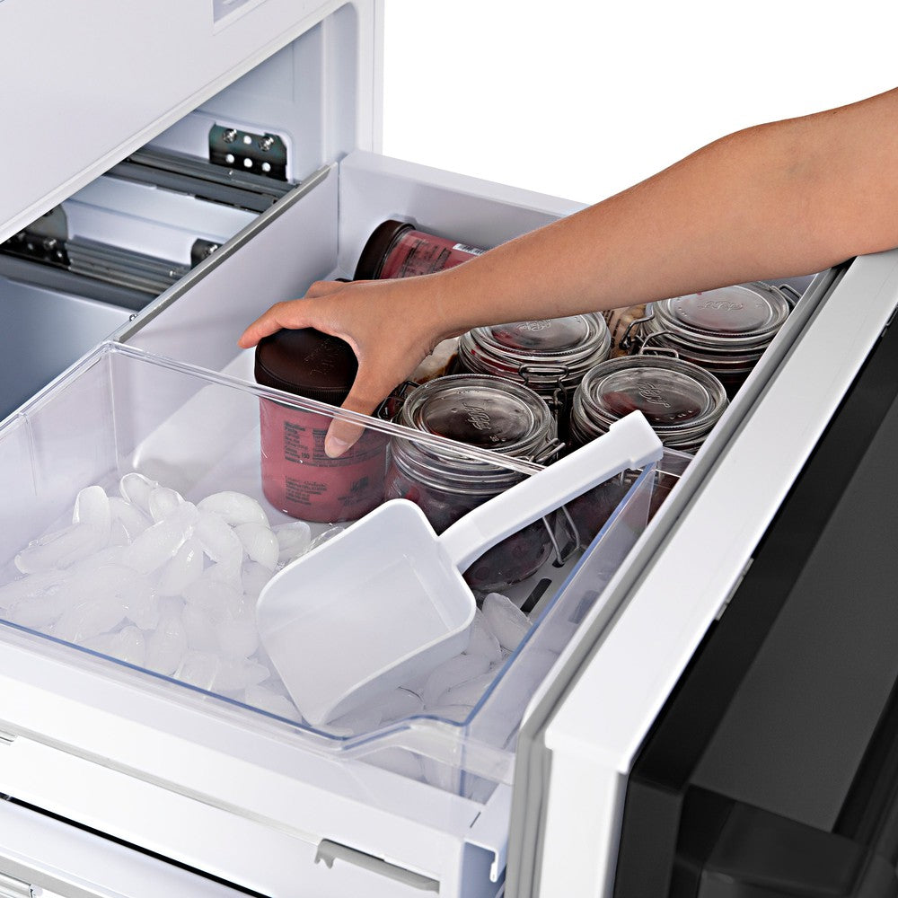 ZLINE 30 in. 16.1 cu. ft. Built-In Bottom Freezer Refrigerator with Water Dispenser and Ice Maker in Black Stainless Steel (RBIV-BS-30)