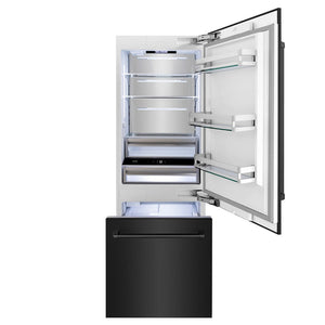 ZLINE 30 in. 16.1 cu. ft. Built-In Bottom Freezer Refrigerator with Water Dispenser and Ice Maker in Black Stainless Steel (RBIV-BS-30)
