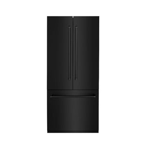 ZLINE 36 in. 19.6 cu. ft. French Door Built-In Bottom Freezer Refrigerator with Water Dispenser and Ice Maker in Black Stainless Steel (RBIV-BS-36)