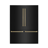 ZLINE Autograph Edition 60 in. 32.2 cu. ft. Built-in 4-Door French Door Refrigerator with Internal Water and Ice Dispenser in Black Stainless Steel with Champagne Bronze Accents (RBIVZ-BS-60-CB)