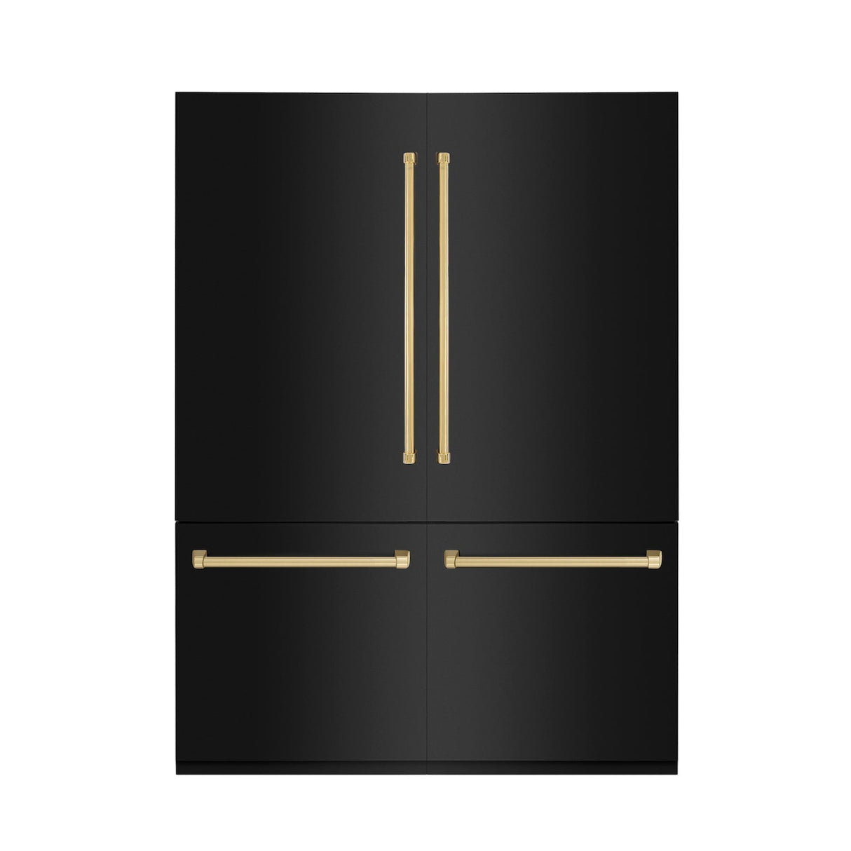 ZLINE Autograph Edition 60 in. 32.2 cu. ft. Built-in 4-Door French Door Refrigerator with Internal Water and Ice Dispenser in Black Stainless Steel with Polished Gold Accents (RBIVZ-BS-60-G)