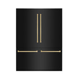 ZLINE Autograph Edition 60 in. 32.2 cu. ft. Built-in 4-Door French Door Refrigerator with Internal Water and Ice Dispenser in Black Stainless Steel with Polished Gold Accents (RBIVZ-BS-60-G)