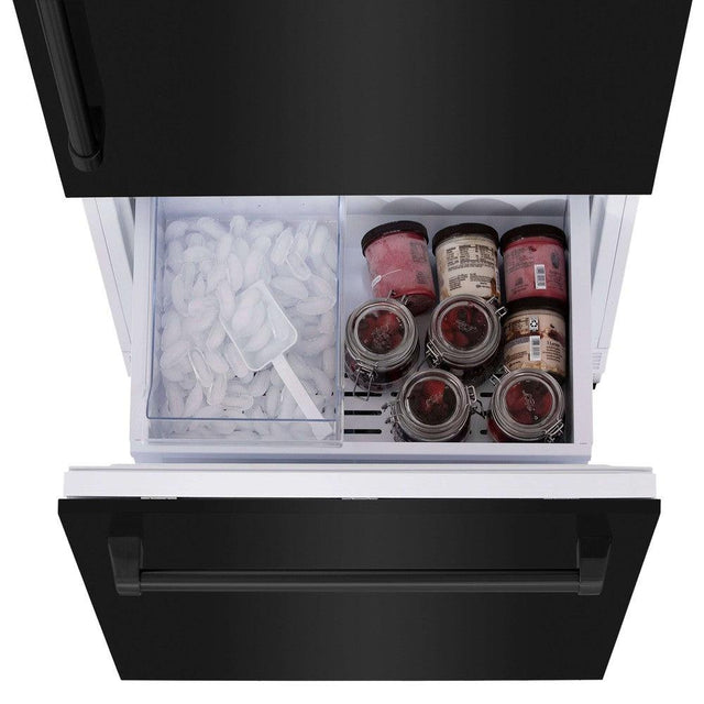 ZLINE 30 in. 16.1 cu. ft. Built-in 2-Door Bottom Freezer Refrigerator with Internal Water and Ice Dispenser in Black Stainless Steel (RBIV-BS-30)