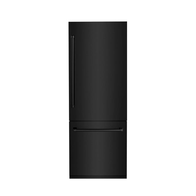 ZLINE 30 in. 16.1 cu. ft. Built-in 2-Door Bottom Freezer Refrigerator with Internal Water and Ice Dispenser in Black Stainless Steel (RBIV-BS-30)