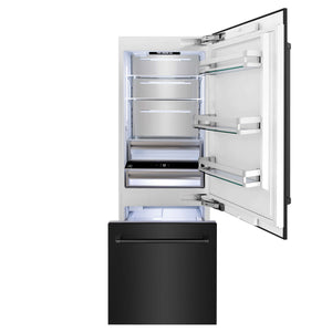 ZLINE 30 in. 16.1 cu. ft. Built-In Bottom Freezer Refrigerator with Water Dispenser and Ice Maker in Black Stainless Steel (RBIV-BS-30)