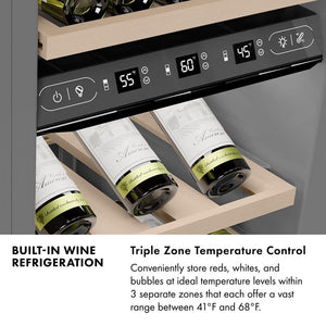 ZLINE 18 in. 9.0 cu. ft. Triple Zone 68 Bottle Panel Ready Right Hinge Column Wine Cooler (RBCWVR-18)