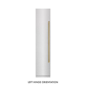 ZLINE Autograph Edition 18 in. 8.6 cu. ft. Left Hinge Column Freezer in DuraSnow® Stainless Steel with Graphite Gray Interior and Champagne Bronze Accents (RCFVLZ-SN-18-CB)